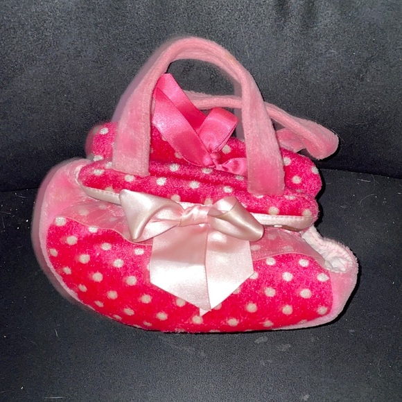 Pink Polka Dot Stuffed Animal Purse - Picture 2 of 3